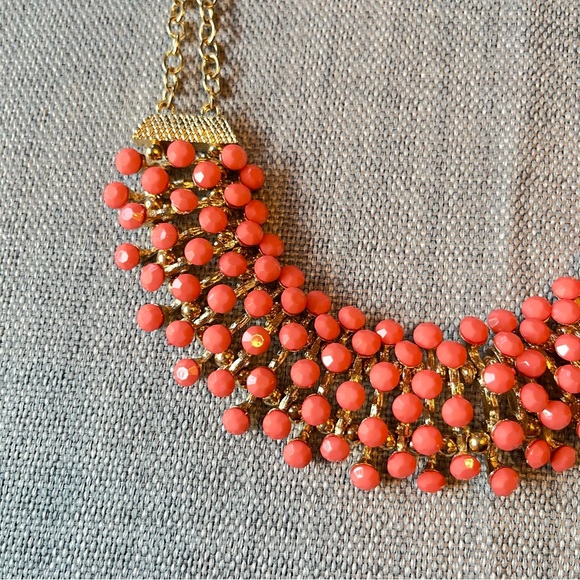 Egyptian Revival Bib Collar Necklace Opaque Orange Stone Pin Cushion Necklace - Picture 3 of 10